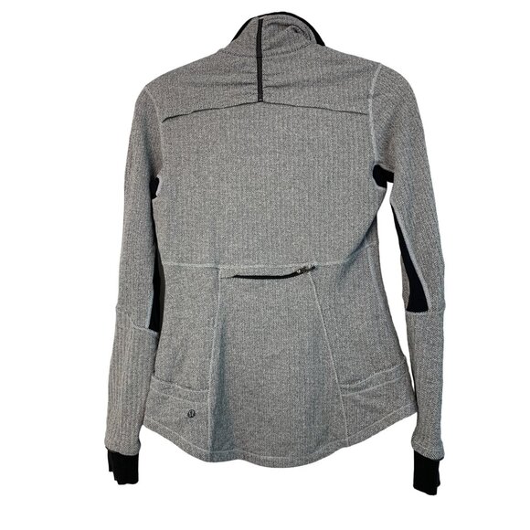 Lululemon Base Runner 1/2 Zip Herringbone Black Sz 8 Jacket Pullover 7430 rulu - Picture 9 of 14